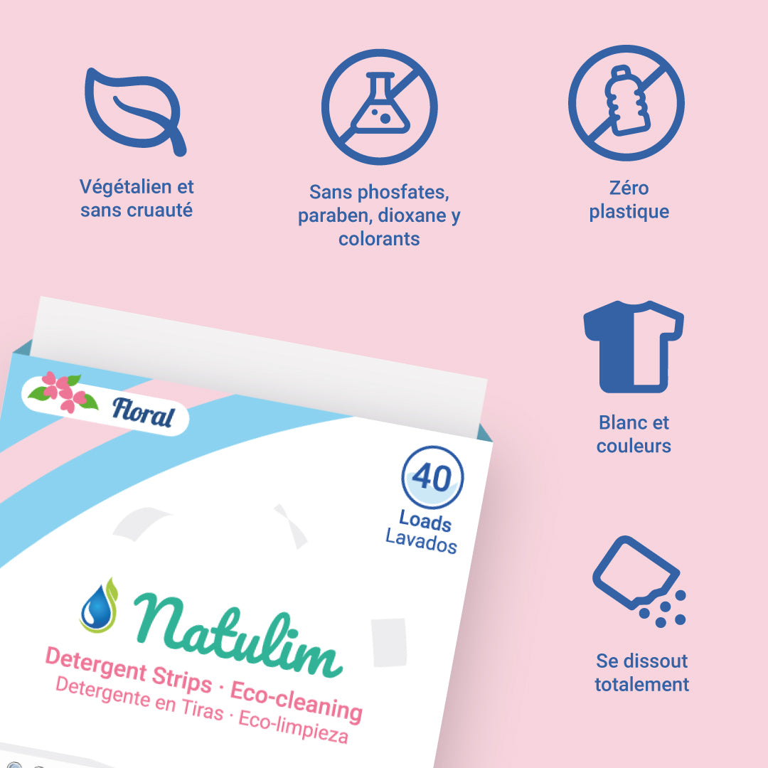 Éco-Feuilles de Lessive - 40 Lavages - Natulim FR