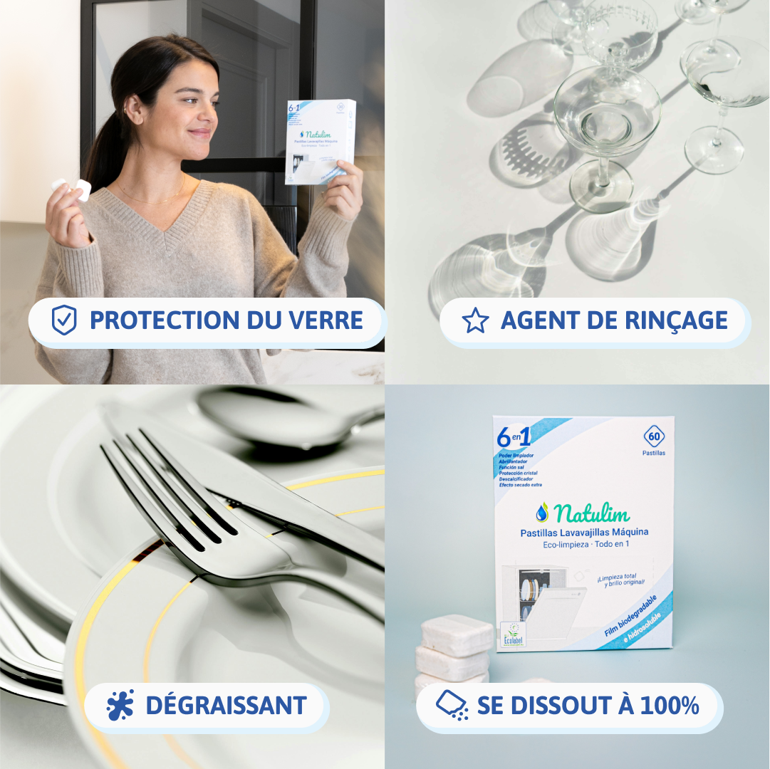 Tablettes Lave-Vaisselle Écologique 6-en-1 - 60 Pastilles