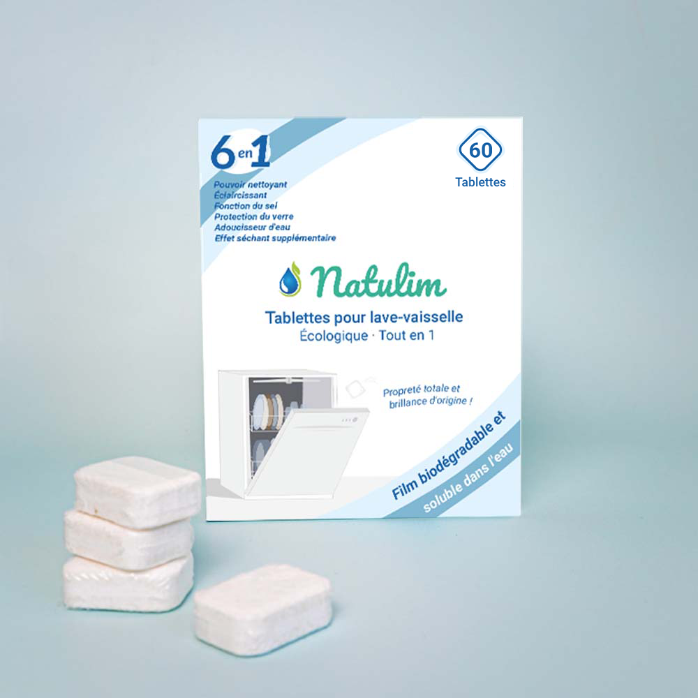 Tablettes Lave-Vaisselle Écologique 6-en-1 - 60 Pastilles – Natulim