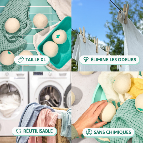 Balles de séchage en laine - Natulim FR
