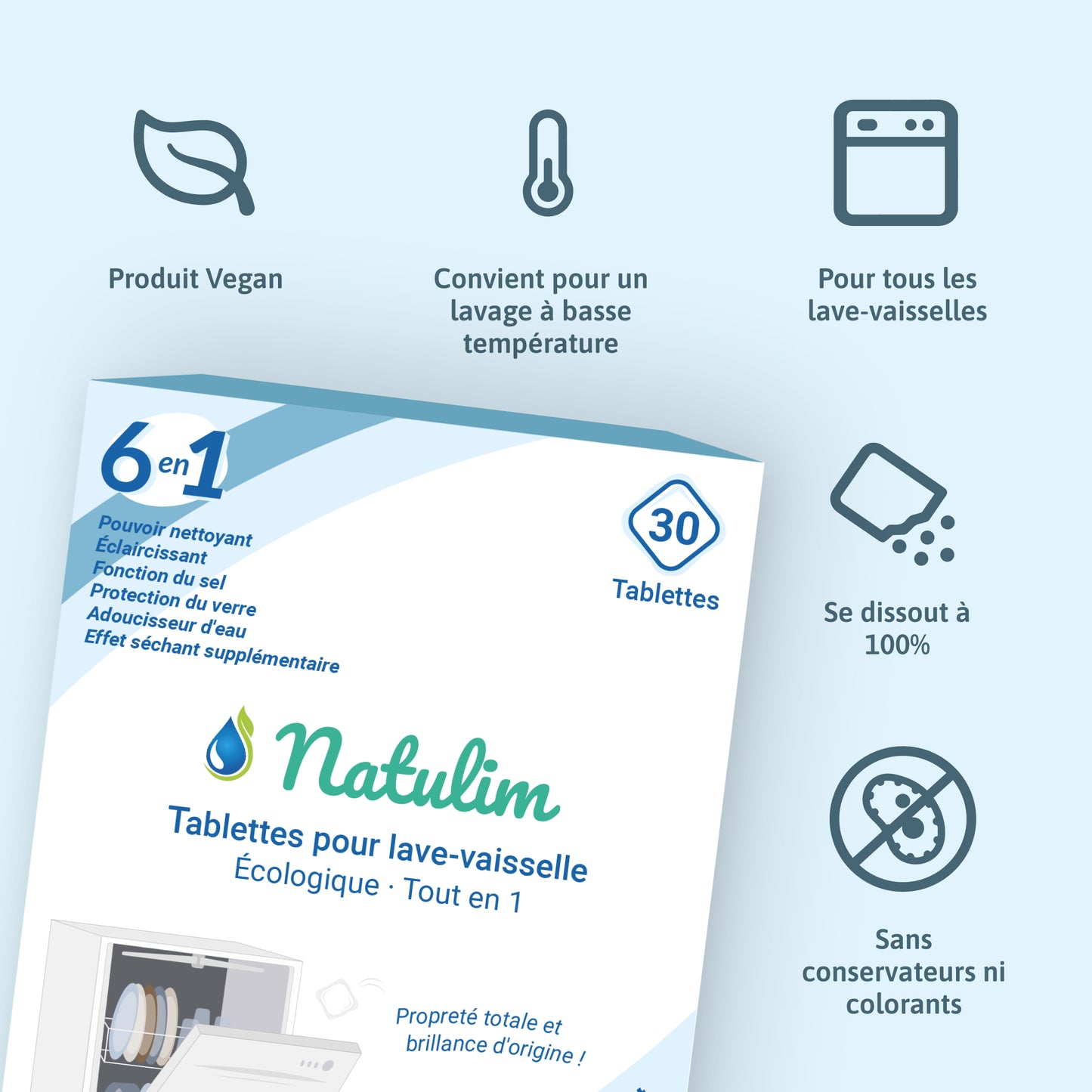 Pastillas Ecológicas para Lavavajillas 6 en 1 - 60 Pastillas