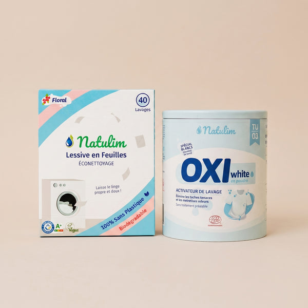 Pack Lessive + Oxi White Natulim — feuilles de lessive et Oxi White en poudre